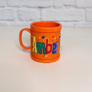 New AMBER Childs Kids My Name Personalized Mug Cup Plastic 3D John Hinde